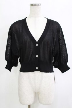 画像1: F&A / レーシーカット釦ドルマンニットカーディガン Free BLACK H-26-02-02-061-LO-TO-NS-ZH