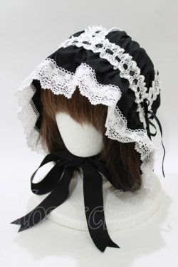 画像1: ALICE and the PIRATES / フリルメイドキャップ  ブラック H-26-02-02-063-PA-AC-NS-ZH