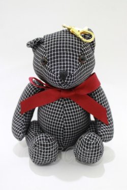 画像1: F i.n.t / オリジナルテディベアキーホルダー  ブラック/チェック H-26-02-02-066-CA-ZA-NS-ZH