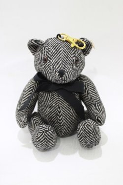 画像1: F i.n.t / オリジナルテディベアキーホルダー  ブラック/ヘリンボーン H-26-02-02-068-CA-ZA-NS-ZH