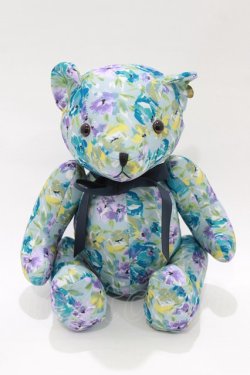 画像1: F i.n.t / オリジナルテディベア  ブルー/花柄 H-26-02-02-070-CA-ZA-NS-ZH