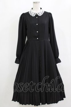 画像1: m petit by misako / AM*レースエリプリーツワンピース L ブラック H-26-02-02-008-LO-OP-NS-ZH