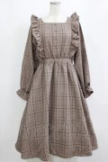 m petit by misako / チェックワンピース M ブラウン H-26-02-02-010-LO-OP-NS-ZH