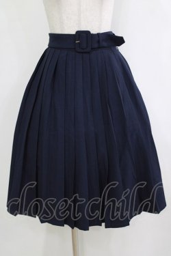 画像1: Fi.n.t / 太ベルト付きプリーツスカート Free NAVY H-26-02-02-015-CA-SK-NS-ZH