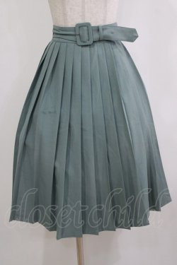 画像1: Fi.n.t / 太ベルト付きプリーツスカート Free GREEN H-26-02-02-019-CA-SK-NS-ZH