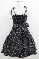 画像3: Angelic Pretty / リボントッピング ドットジャンパースカート Free ブラック/ピンク H-26-02-02-002-AP-OP-NS-ZH (3)
