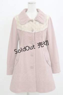 画像1: axes femme / ファー切替コート M ピンク H-26-02-02-021-AX-OP-NS-ZH