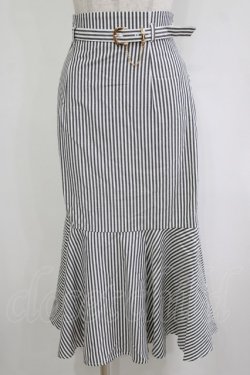 画像1: an another angelus / ゴールドバックルベルト付きマーメイドスカート Free BLACK×WH H-26-02-03-035-CA-SK-NS-ZH