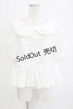 画像1: ?PHOEBE（海外ロリータブランド） / リボン襟ブラウス XL オフ H-26-02-03-052-PU-BL-NS-ZH