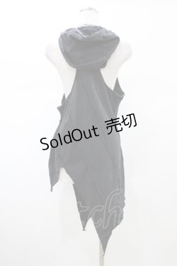 画像2: Daker Wavs / ダメージノースリーブフードカットソー  ブラック H-26-02-03-1043-0-TO-KB-ZH