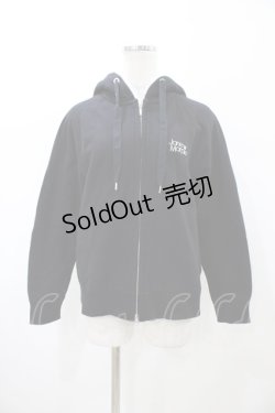 画像1: Jane Marple / フリルフードZIPパーカー  ブラック H-26-02-03-1049-JM-TO-KB-ZH