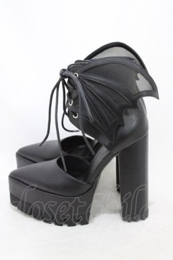 画像2: WIDOW / Midnight Calling Bat Wing Heels 5M(約22.5~23cm) ブラック H-26-02-03-1001-PU-SH-KB-ZH