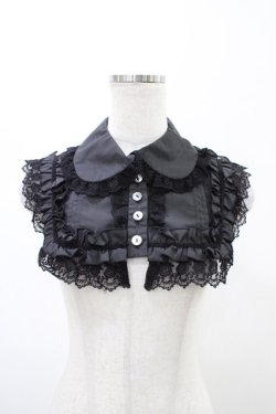 画像1: ATELIER PIERROT / 薔薇レース付け襟  ブラック H-26-02-03-1014-EL-ZA-KB-ZH