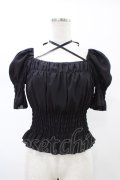 Moi-meme-Moitie / シフォンレースアップブラウス  ブラック H-26-02-03-1021-MO-BL-KB-ZH