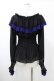 画像2: Moi-meme-Moitie / クロスアーチ長袖シャーリングブラウス  黒×青 H-26-02-03-1023-MO-BL-KB-ZH (2)