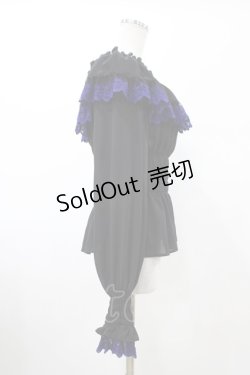 画像3: Moi-meme-Moitie / クロスアーチ長袖シャーリングブラウス  黒×青 H-26-02-03-1023-MO-BL-KB-ZH