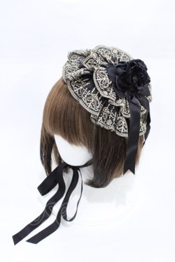 画像1: Moi-meme-Moitie / シャンデリアレース丸型ヘッドドレス  ブラック×ゴールド H-26-02-03-1003-MO-AC-KB-ZH