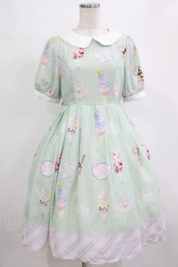 画像1: axes femme kawaii / アイス柄半袖ワンピース M ミント H-26-02-03-006-AX-OP-NS-ZH