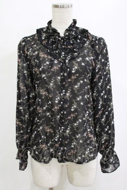 画像1: an another angelus / フリルヨーク花柄ブラウス Free BLACK H-26-02-03-064-CA-BL-NS-ZH