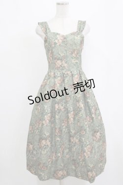 画像1: an another angelus / カーテンフラワー柄ジャンパースカート Free GREEN H-26-02-03-017-CA-OP-NS-ZH