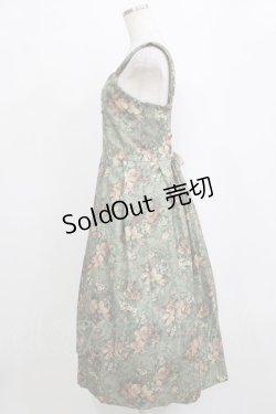 画像2: an another angelus / カーテンフラワー柄ジャンパースカート Free GREEN H-26-02-03-017-CA-OP-NS-ZH