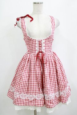 画像1: To Alice / ギンガムチェックジャンパースカート M レッド H-26-02-03-024-LO-OP-NS-ZH