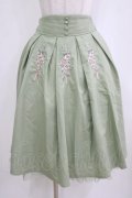 axes femme / リボンローズ刺繍タックスカート M ミント H-26-02-04-028-AX-SK-NS-ZH