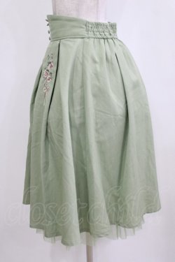 画像2: axes femme / リボンローズ刺繍タックスカート M ミント H-26-02-04-028-AX-SK-NS-ZH