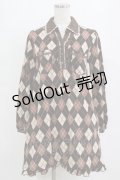 axes femme / アーガイルニットワンピ M ブラウン H-26-02-04-031-AX-OP-NS-ZH