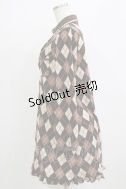 画像2: axes femme / アーガイルニットワンピ M ブラウン H-26-02-04-031-AX-OP-NS-ZH