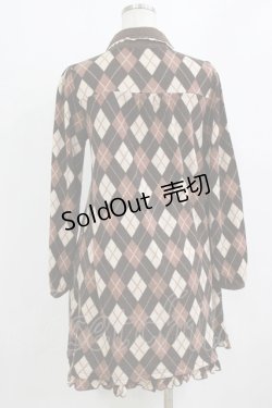 画像3: axes femme / アーガイルニットワンピ M ブラウン H-26-02-04-031-AX-OP-NS-ZH