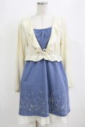 axes femme / ボレロ風ニットワンピース M アイボリー/ブルー H-26-02-04-032-AX-TO-NS-ZH