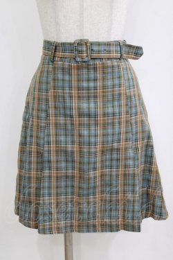画像1: Fi.n.t / ベルト付きレトロチェックミニスカート Free BLUE×GR H-26-02-04-036-CA-SK-NS-ZH