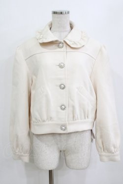 画像1: Ank Rouge / ビジューボタンコンパクトブルゾン M アイボリー H-26-02-04-040-CA-JA-NS-ZH