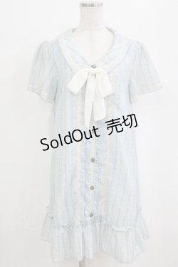 画像1: axes femme / レースストライプワンピース M サックス H-26-02-04-042-AX-OP-NS-ZH