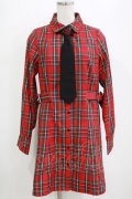 Jamie エーエヌケー / ネクタイチェックワンピース M レッド H-26-02-04-043-LO-OP-NS-ZH