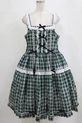 metamorphose / 【プラスサイズ】Sweetタータンはしごレースフリルジャンパースカート プラスサイズ ネイビー/グリーンチェック H-26-02-04-005-ME-OP-NS-ZH