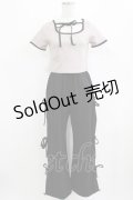 pium / ストーンロゴリボンテープパンツセット Free ピンク×ブラック H-26-02-04-047-0-OP-NS-ZH