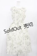 axes femme / 花柄セーラーワンピース M 生成り/グリーン H-26-02-04-1009-AX-OP-NS-ZH