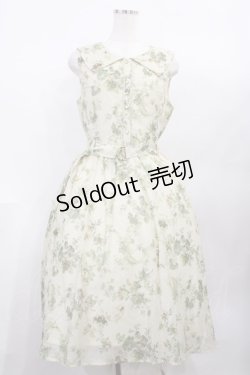 画像1: axes femme / 花柄セーラーワンピース M 生成り/グリーン H-26-02-04-1009-AX-OP-NS-ZH