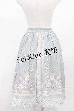 画像2: axes femme / バラスカーフ柄スカート M グリーン H-26-02-04-1011-AX-SK-NS-ZH