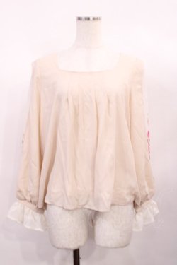 画像1: axes femme / 袖プリントブラウス M ピンク H-26-02-04-1023-AX-BL-NS-ZH