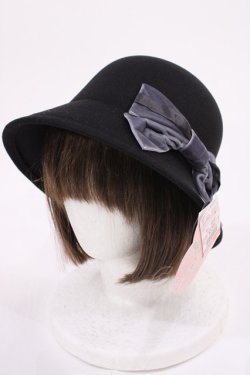 画像1: m petit by misako / AM*NIリボンメトロハット  ブラック H-26-02-04-1025-LO-AC-NS-ZH