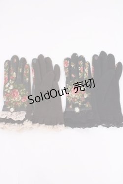 画像1: axes femme / 手袋セット  ブラック花柄/ブラウン花柄 H-26-02-04-1032-AX-ZA-NS-ZH