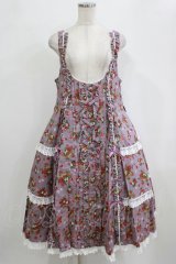 metamorphose / 【プラスサイズ】Strawberry Basket フロントボタンリボンジャンパースカート プラスサイズ ラベンダー系(Lavender) H-26-02-04-006-ME-OP-NS-ZH