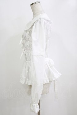 画像2: metamorphose / 【プラスサイズ】レース切替丸襟シャーリングブラウス プラスサイズ オフ H-26-02-04-055-ME-TS-NS-ZH