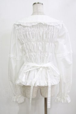 画像3: metamorphose / 【プラスサイズ】レース切替丸襟シャーリングブラウス プラスサイズ オフ H-26-02-04-055-ME-TS-NS-ZH