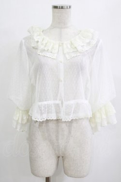 画像1: V.castle（海外ロリータブランド） / ドットチュールカーディガン M オフ H-26-02-04-058-PU-TO-NS-ZH