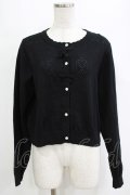 m petit by misako / AM*ハート透かしニットカーディガン L ブラック H-26-02-04-063-LO-TO-NS-ZH