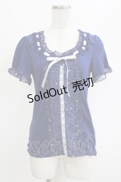 画像1: axes femme / レース切替カットソー M ブルー H-26-02-04-071-AX-BL-NS-ZH